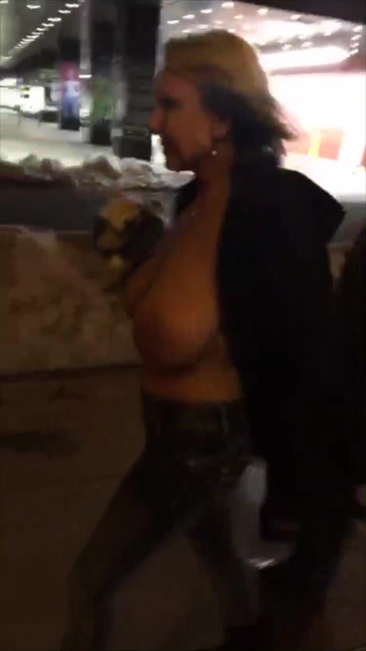 Naughty Alysha public street boobs flashing on snapchat premium porn videos