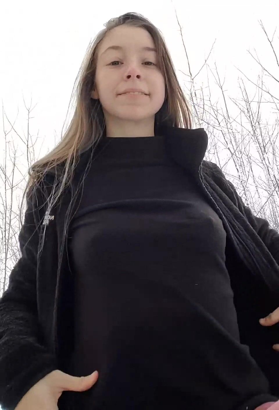 Flipminearsemom Haze Lynn Public Nude Flash in the Snow Boobs