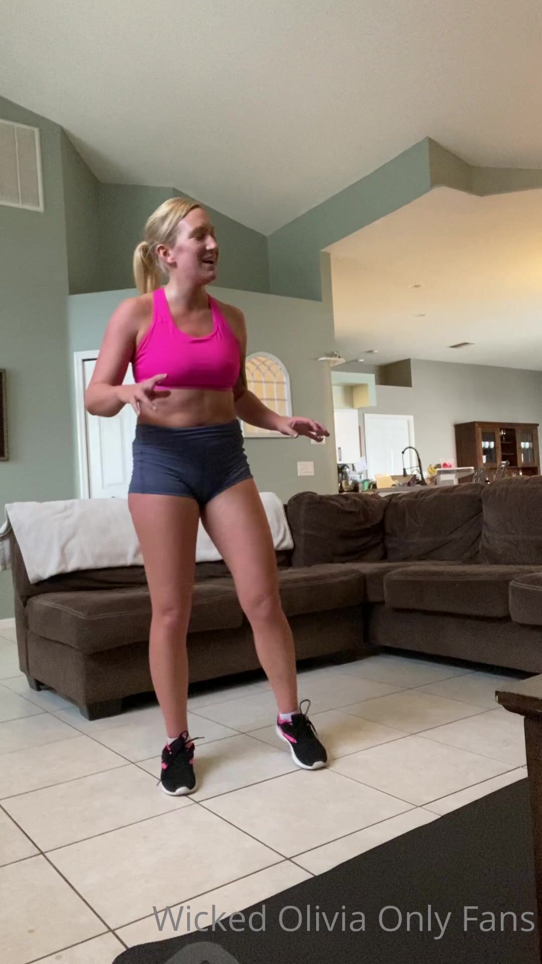 Wickedolivia pretend your a fly on the wall or my personal trainer and  watch me workout in my living room . 1 onlyfans xxx porn videos