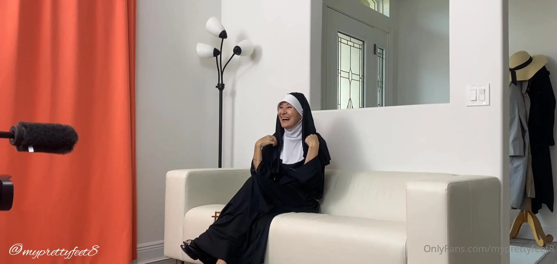 Myprettyfeet8 behind the scenes w barefootleilani in our nun costumes we  had no idea what we