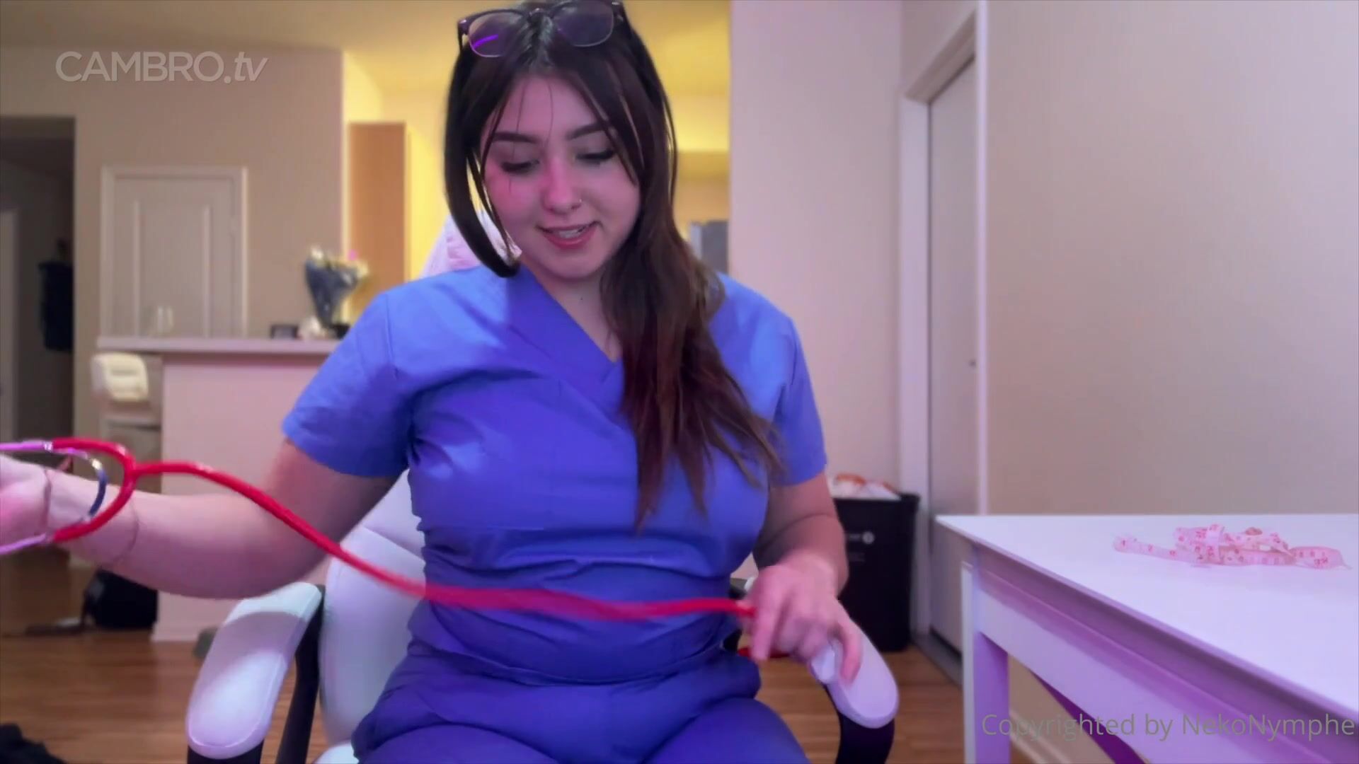 Nekonymph being a naughty nurse giving a foot joi cambro tv